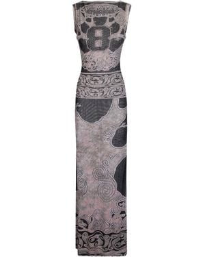 OTTOLINGER Graphic Mesh Maxi Dress - Grey