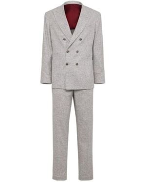 Brunello Cucinelli Double Breast Silk Blend Suit - Grey