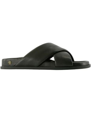 Anine Bing Emi Cross-Strap Slides - Black