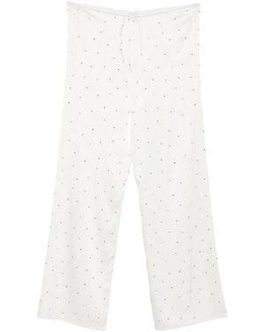 Oséree Crystal-Embellished Drawstring Pants - White