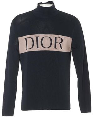Dior Logo High-Neck Pullover - Blue