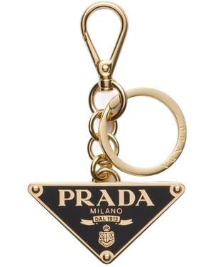 Prada Logo Plaque Clasp-Fastened Keyring - White