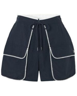 Sea Embroidered Softshell Shorts - Blue