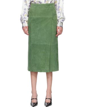 MERYLL ROGGE Suede Long Wrap Skirt - Green