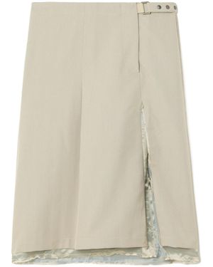Our Legacy Clasp Frayed Pleated Woven Midi Skirt - Natural