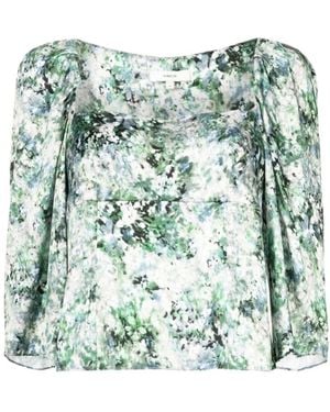 Vince Floral-Print Square-Neck Blouse - Green