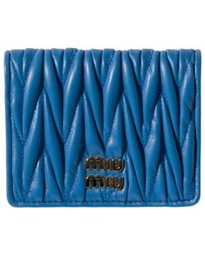 Miu Miu Small Matelassé Nappa Leather Wallet - Blue