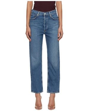 Agolde 90's Pinch Waist Crop (Weightless Stretch) - Blue