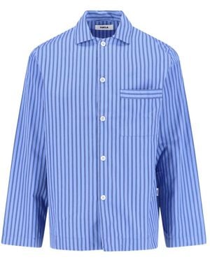 Tekla Striped Poplin Pyjama Shirt - Blue