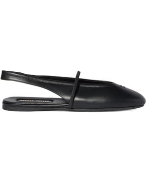 Miu Miu Leather Slingback Ballerinas - Black