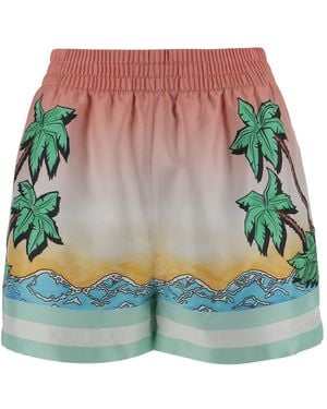 CASABLANCA Tennis Club Satin Shorts - Blue