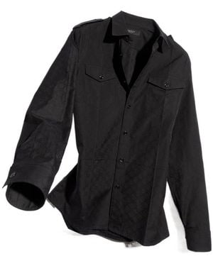 Gucci Collared Long-Sleeve Shirt - Black