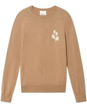 Isabel Marant Logo Crew-Neck Knitted Sweater - Natural