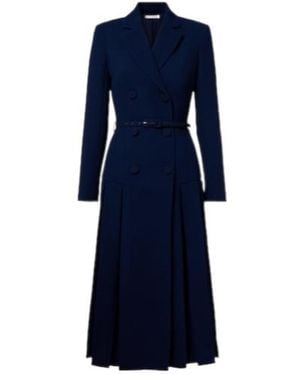 Emilia Wickstead Chaney Wool Crepe Midi Dress - Blue