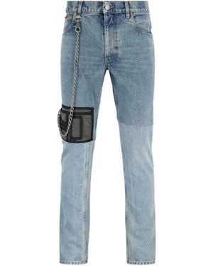 Martine Rose Patchwork Chain Straight Leg Jeans - Blue