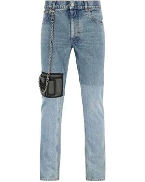 Martine Rose Patchwork Chain Straight Leg Jeans - Blue