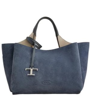 Tod's Logo-Charm Tote Bag - Blue