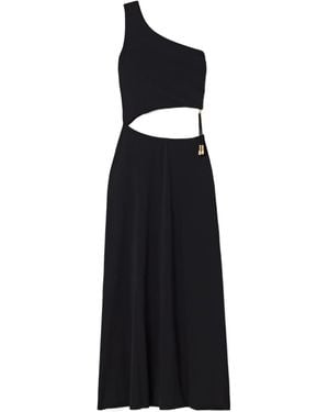 Eres Legende One-Shoulder Embellished Cutout Stretch-Jersey Maxi Dress - Black