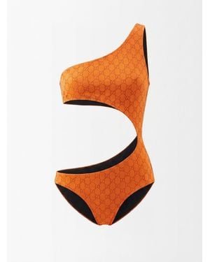 Gucci Printed Gg Stretch Jersey Swimsuit - Orange