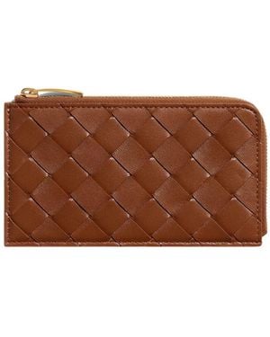 Bottega Veneta Intrecciato L-Zipped Card Case - Brown