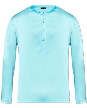 Tom Ford Button-Placket Pyjama Top - Blue