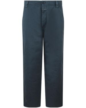 Closed Button-Fly Cotton Trousers - Blue