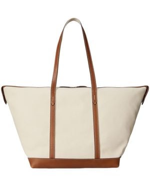 Polo Ralph Lauren Bellport Leather-Trimmed Canvas Tote Bag - White