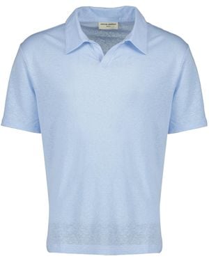 Officine Generale Officine Générale Garment Dyed Knit Polo Shirt - Blue