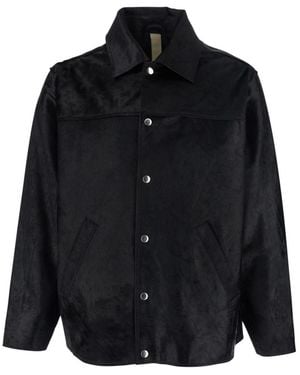 sunflower Wide-Collar Ponyskin Jacket - Black
