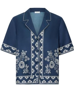 Eres Infusion Floral-Print Silk-Twill Shirt - Blue
