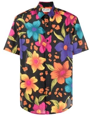 Saint Laurent Floral Printed Short-Sleeved Shirt - Multicolour