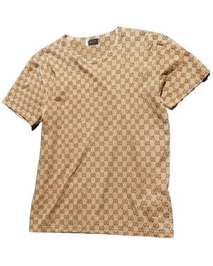Gucci Allover Gg Print T-Shirt - Natural
