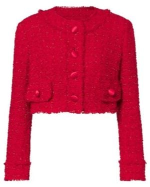 Dolce & Gabbana Cropped Cotton-Blend Tweed Jacket - Red