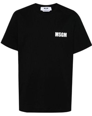 MSGM Logo Printed Crewneck T-Shirt - Black