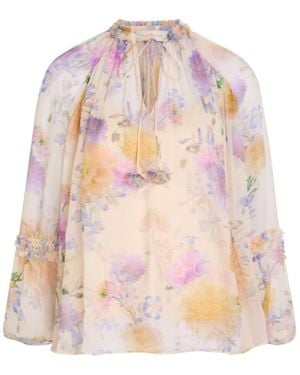 Zimmermann Floral-Print Georgette Blouse - Pink