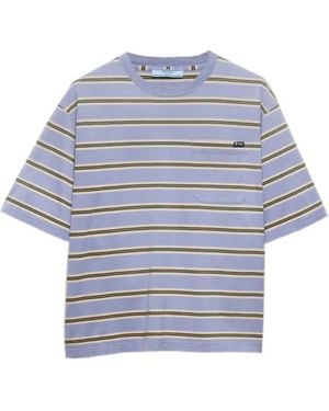 Prada Striped Pocket Crewneck T-Shirt - Blue