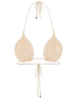 The Attico The Il Primo Bagno Crochet Bikini Top - White