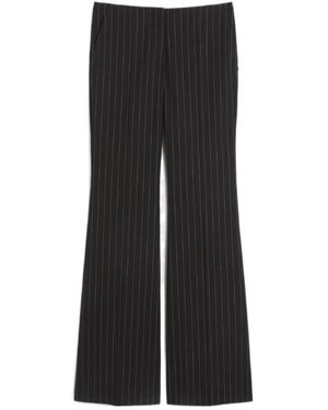Sportmax Flared Pinstripe Wool Trousers - Black