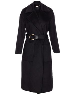 Liu Jo Belted Wool Coat - Black