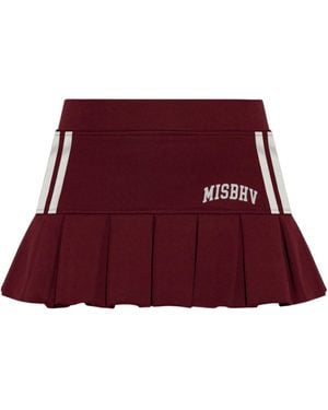 MISBHV Pleated Stripe Mini Skirt - Red
