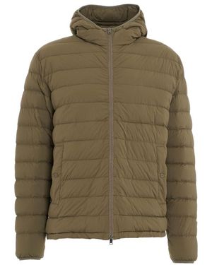 Herno Hooded Long-Sleeved Down Jacket - Green