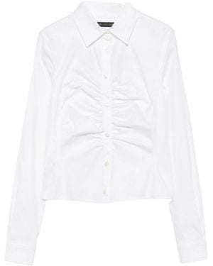 Balenciaga Ruched Long-Sleeve Shirt - White
