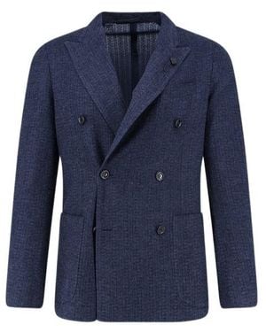 Lardini Double-Breasted Peak-Lapel Blazer - Blue