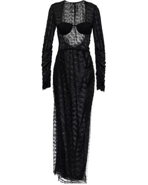 Alessandra Rich Lace Maxi Dress - Black