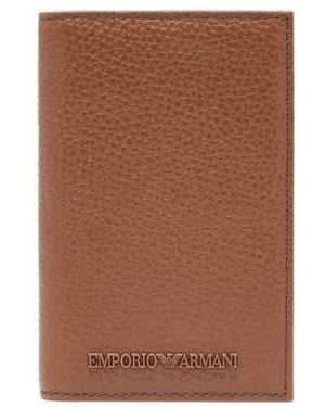 Emporio Armani Lychee-Grain Card Holder - Brown