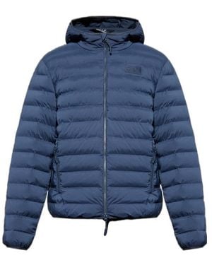 EA7 Logo Patch Zip-Up Jacket - Blue