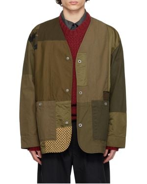Comme des Garçons V-Neck Long-Sleeved Casual Jacket - Green