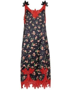 Rabanne Floral Printed Midi Dress - Red