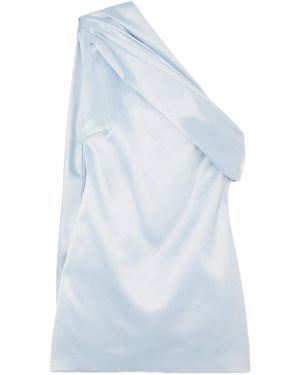 16Arlington Blake One-Shoulder Draped Satin Mini Dress - Blue
