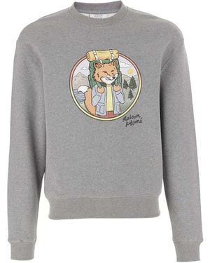 Maison Kitsuné Maison Kitsuné Fox Printed Crewneck Sweatshirt - Grey
